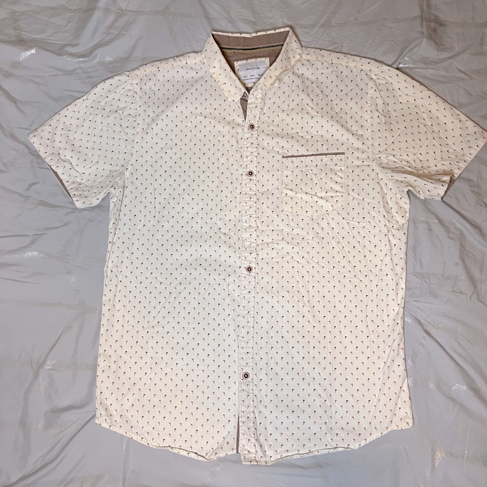 💛 Craft+Flow Men's Beige Patterned Short Sleeve Shirt